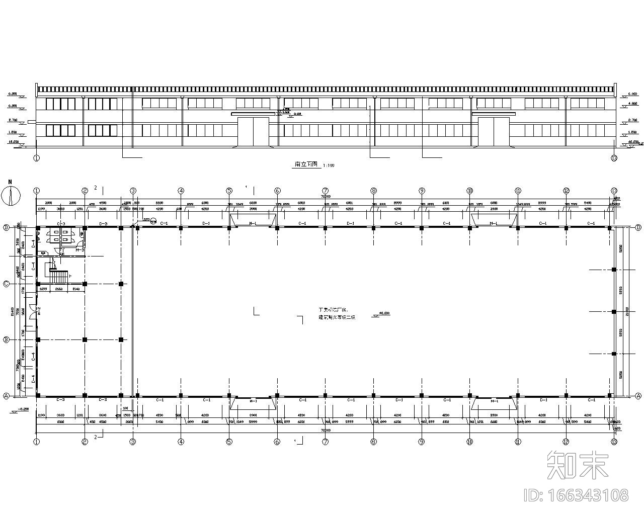 21米二层厂房结构施工图（CAD含建筑图）施工图下载【ID:166343108】