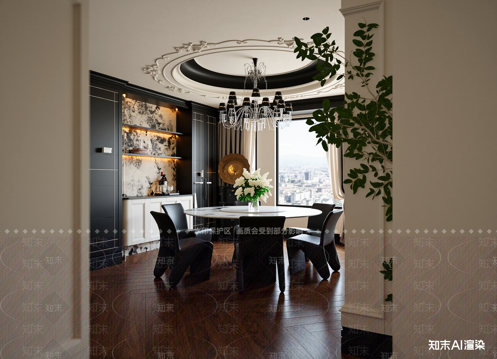 法式酒店餐厅3D模型下载【ID:1215182945】