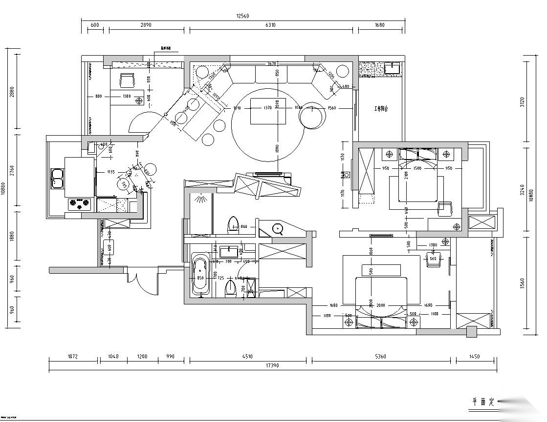 [江苏]苏州风情水岸公寓室内施工图设计（CAD+实景图）cad施工图下载【ID:160388165】