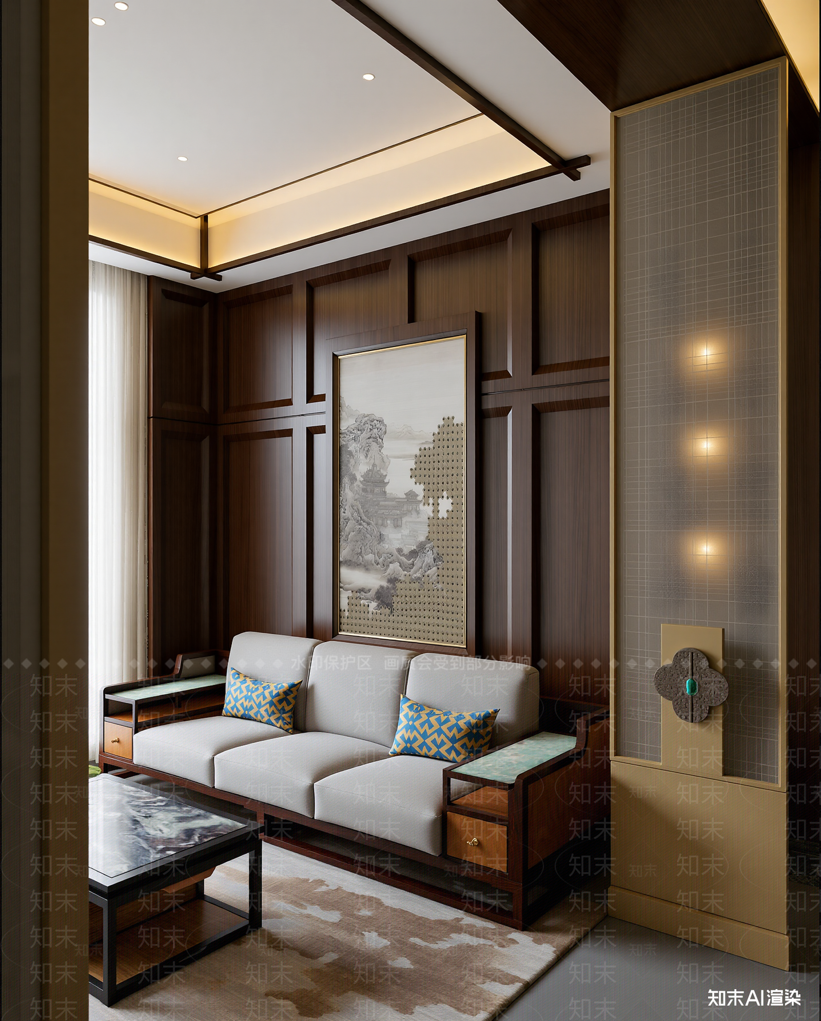 新中式家居客厅3D模型下载【ID:1221876189】