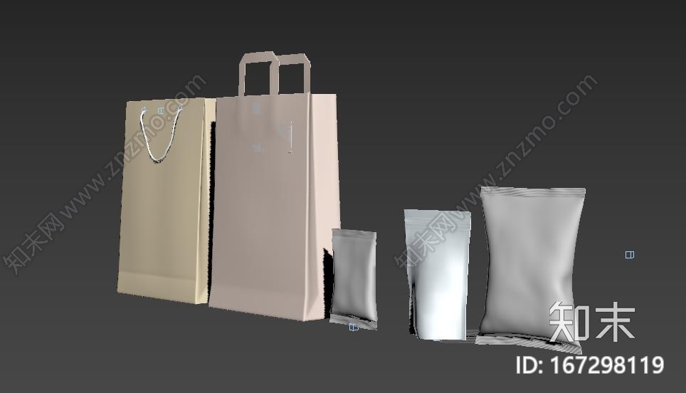 五种常见包装袋CG模型下载【ID:167298119】