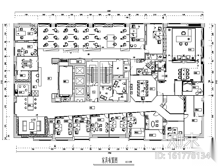 中式禅意风格意境办公空间设计施工图（附效果图）施工图下载【ID:161778134】