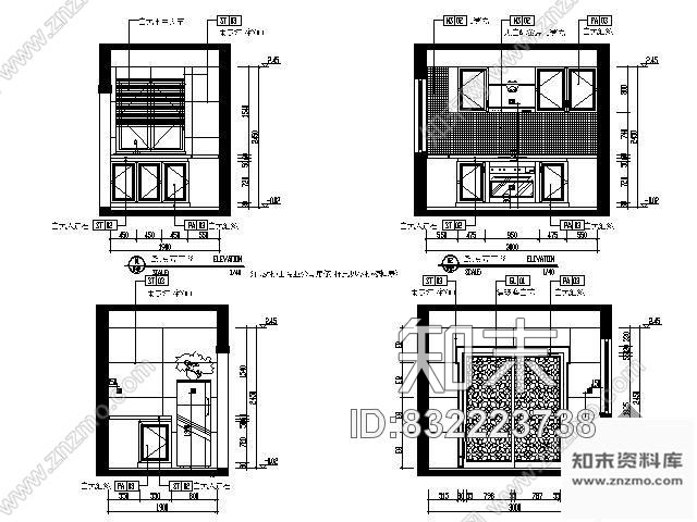 图块/节点样板房厨房立面图cad施工图下载【ID:832223738】