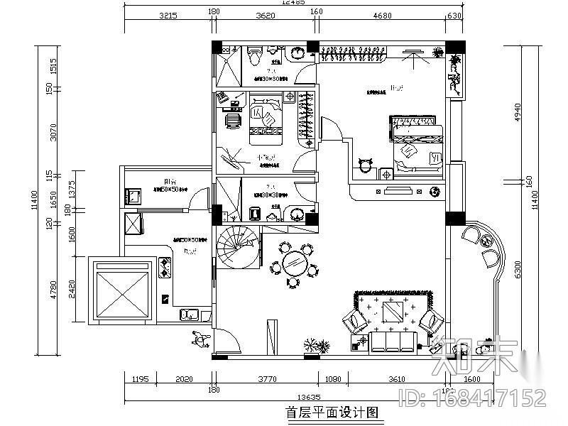 精致跃层式室内装修图施工图下载【ID:168417152】