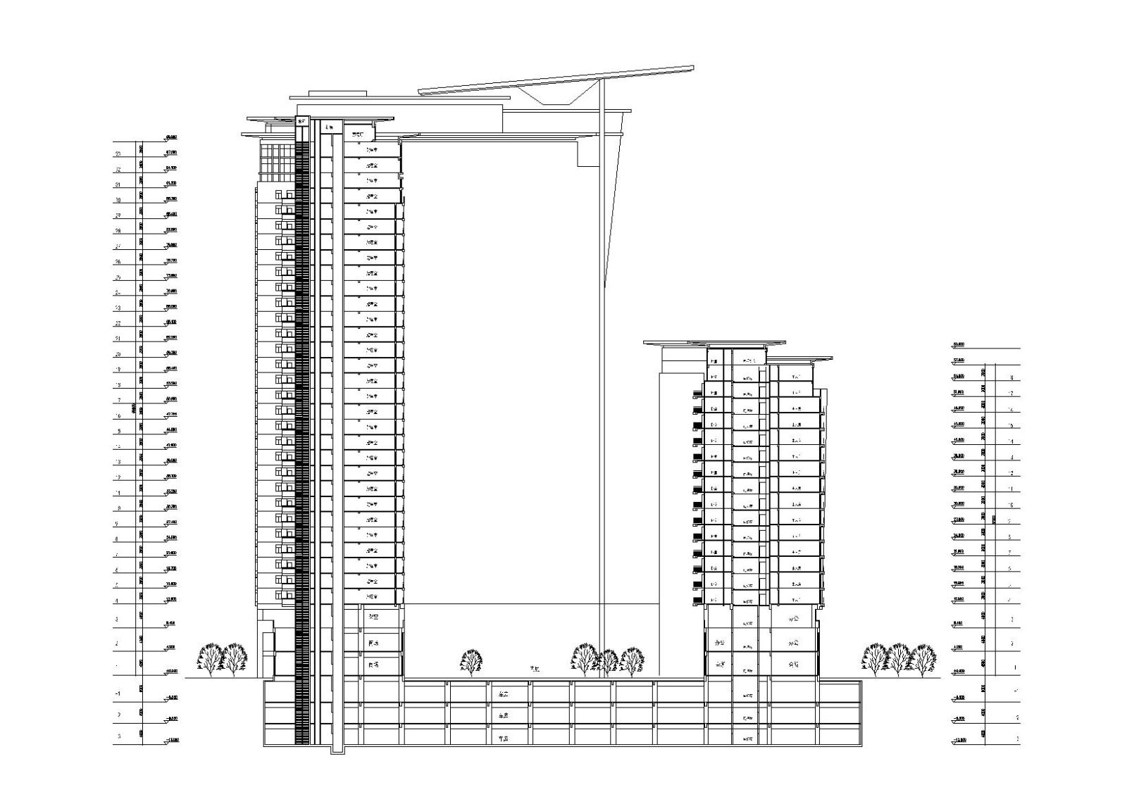 北京国际大厦建筑设计施工图（CAD）cad施工图下载【ID:149862103】