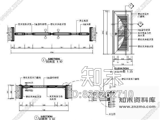 图块/节点单扇装饰木门详图cad施工图下载【ID:832262710】