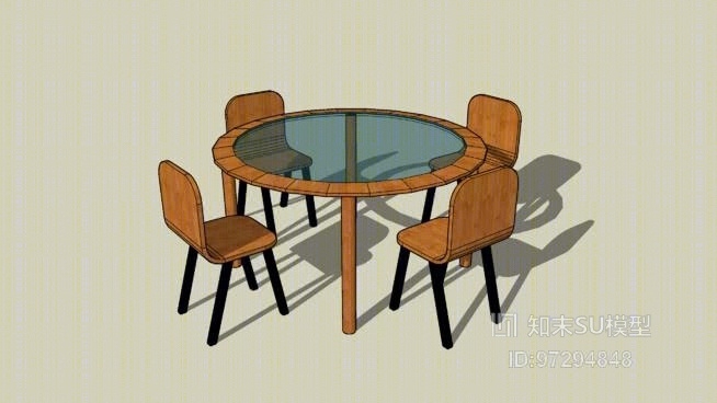 桌子和椅子SU模型下载【ID:97294848】