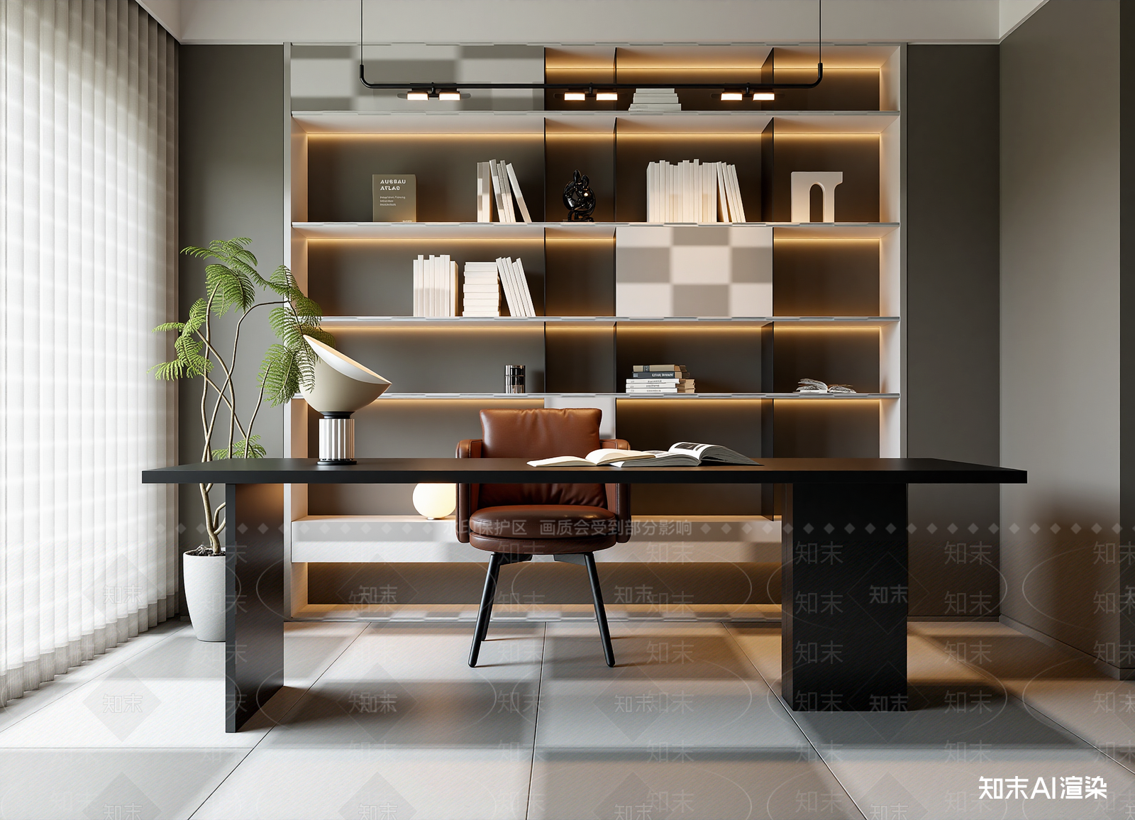 现代书房3D模型下载【ID:1214677528】