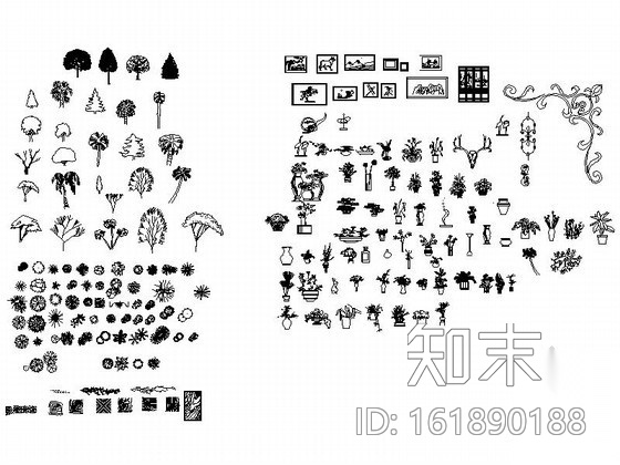 室内外绿植CAD图块下载施工图下载【ID:161890188】