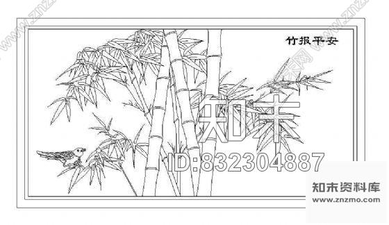 图块/节点竹报平安cad施工图下载【ID:832304887】