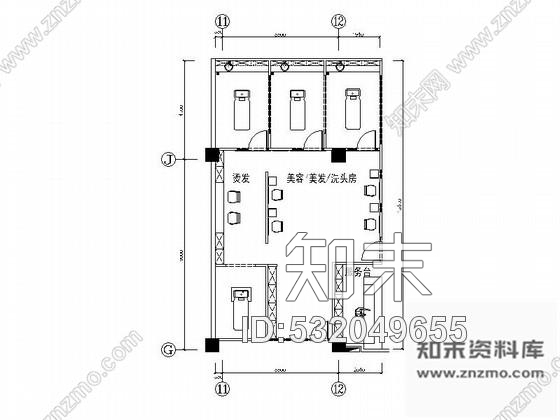 施工图精装酒店美发店室内装修图施工图下载【ID:532049655】