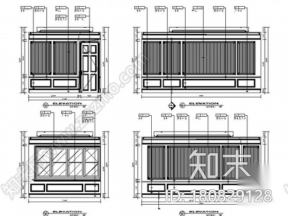 [吉林]古典欧式风格五居室样板房及标准电梯厅室内装修施...cad施工图下载【ID:180829128】