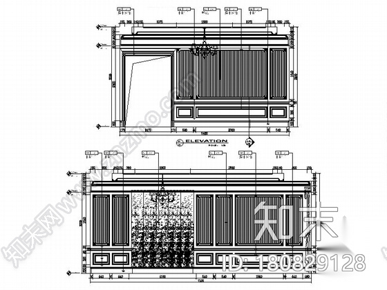 [吉林]古典欧式风格五居室样板房及标准电梯厅室内装修施...cad施工图下载【ID:180829128】