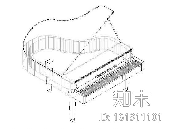 钢琴三维图块cad施工图下载【ID:161911101】