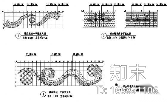 模纹花坛平面放大图cad施工图下载【ID:166851106】