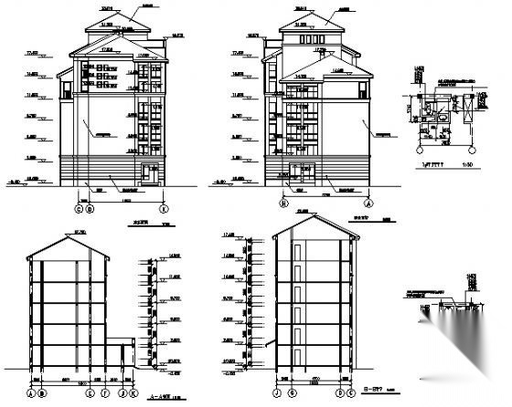 某六层学生宿舍楼建筑方案图cad施工图下载【ID:149850139】