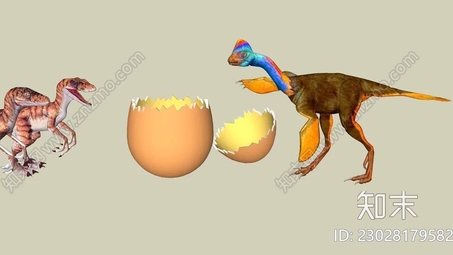 迅猛龙vs窃蛋龙SU模型下载【ID:1161899893】