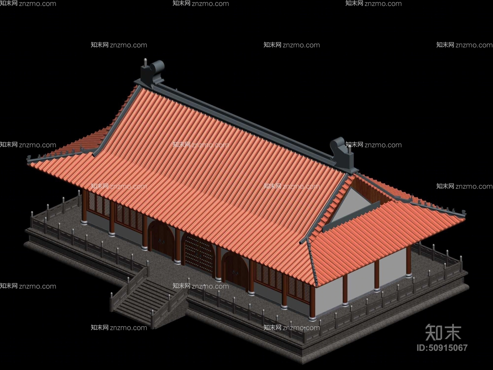 户外中式古建筑493D模型下载【ID:50915067】