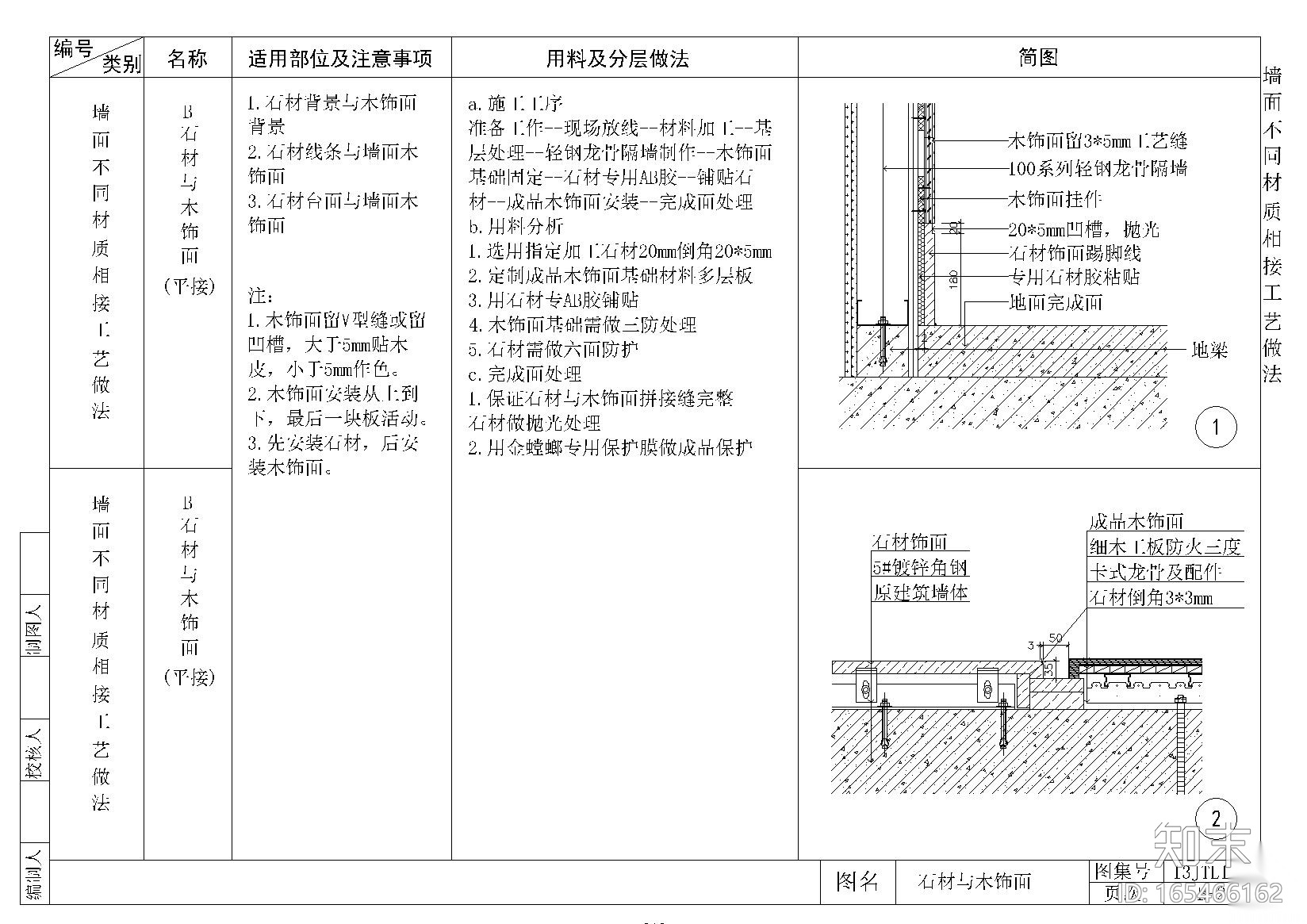 ​金螳螂墙面施工节点B1~13cad施工图下载【ID:165466162】