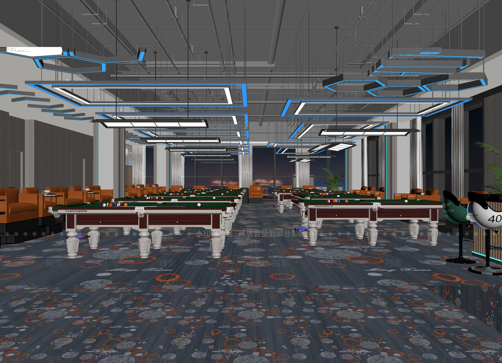 现代台球室3D模型下载【ID:1214991443】