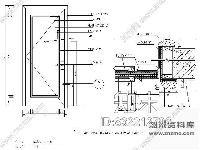图块/节点酒店客房入口门详图cad施工图下载【ID:832212790】