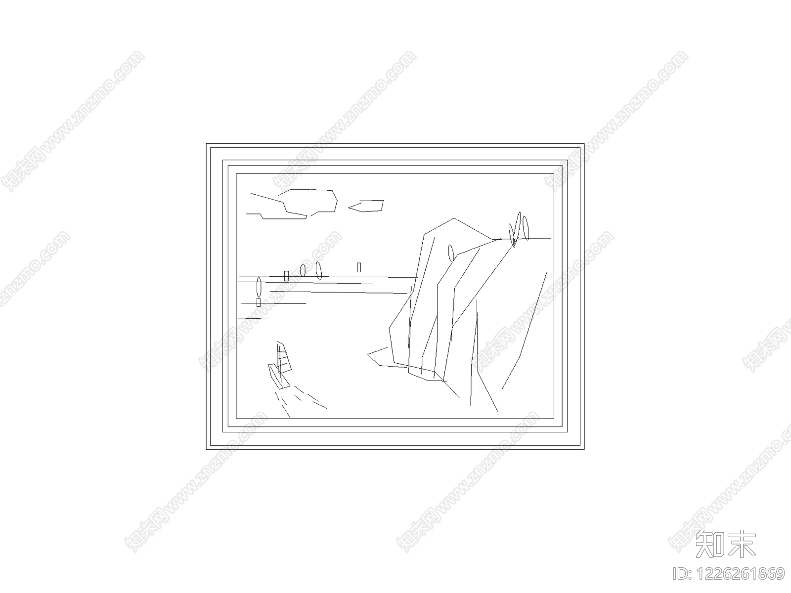 陈设类立面挂画cad施工图下载【ID:1226261869】