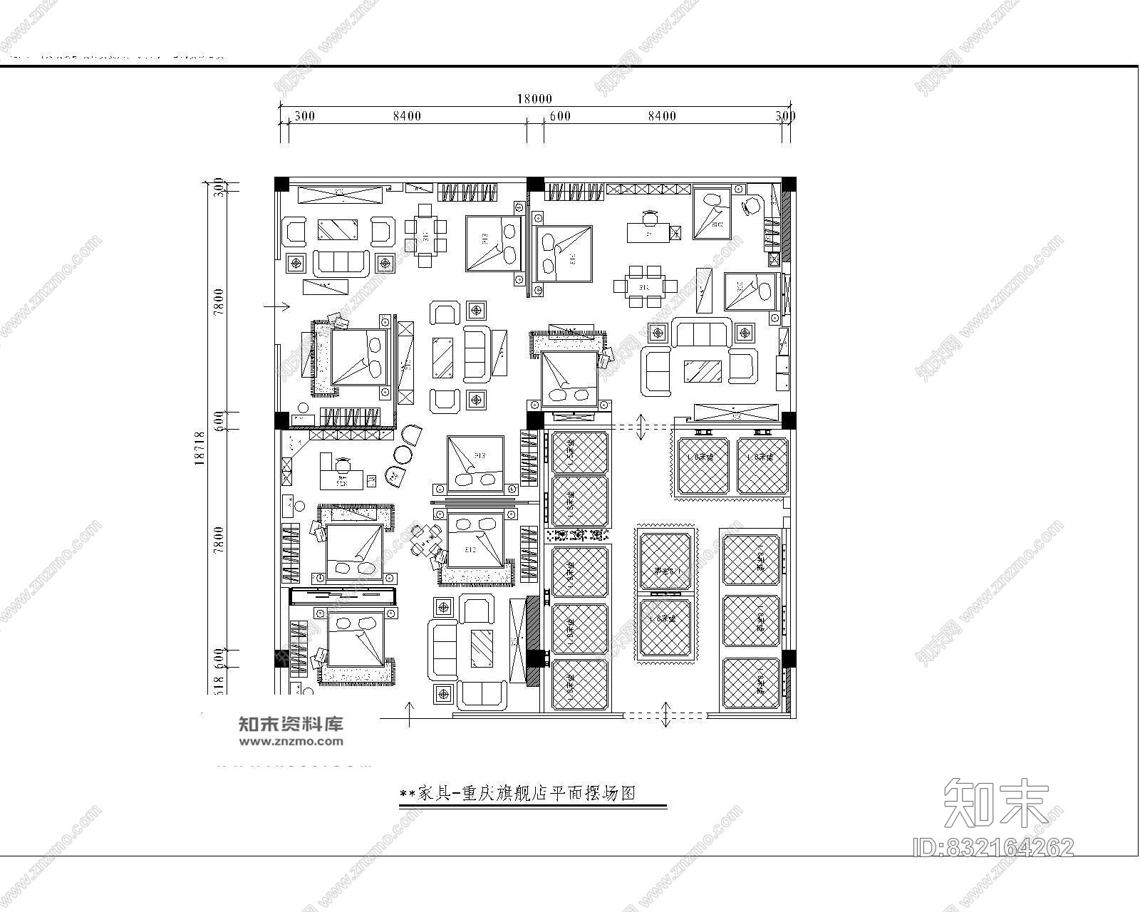 重庆-品牌家具旗舰店卖场装修cad施工图施工图下载【ID:832164262】