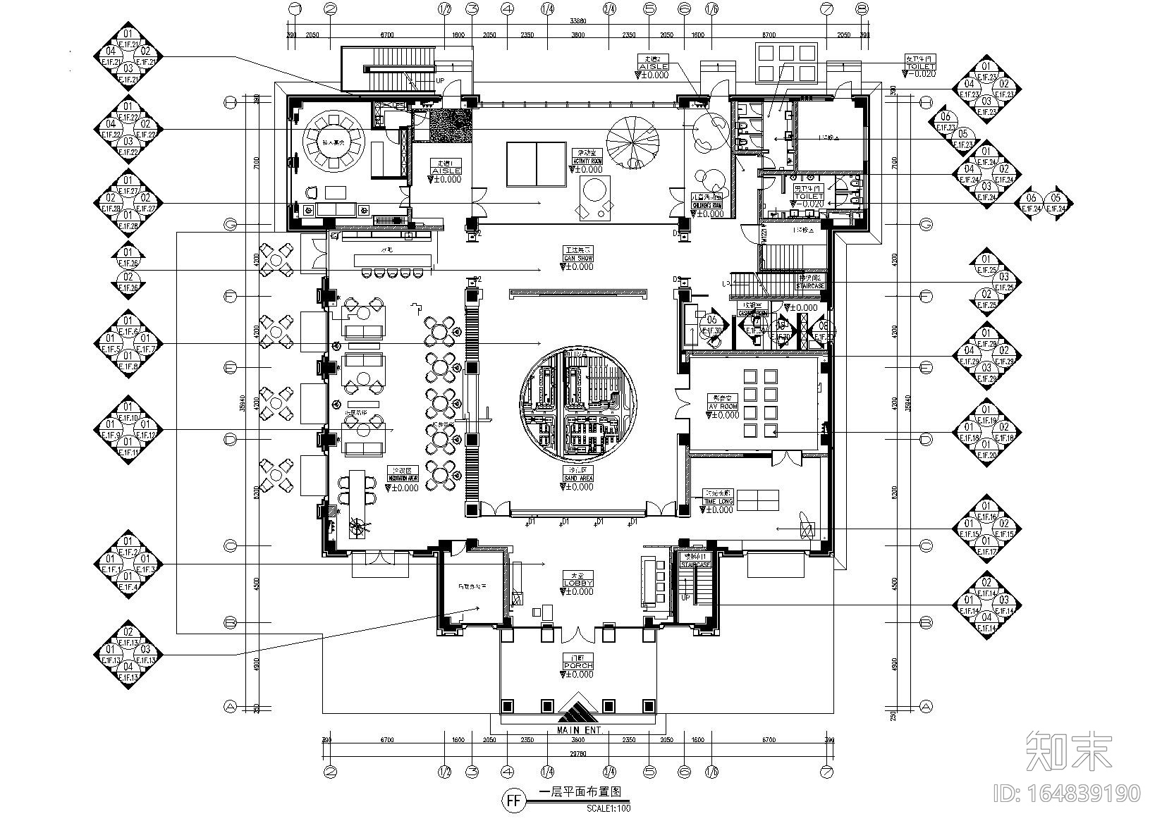 [北京]旭辉七号院售楼处施工图cad施工图下载【ID:164839190】