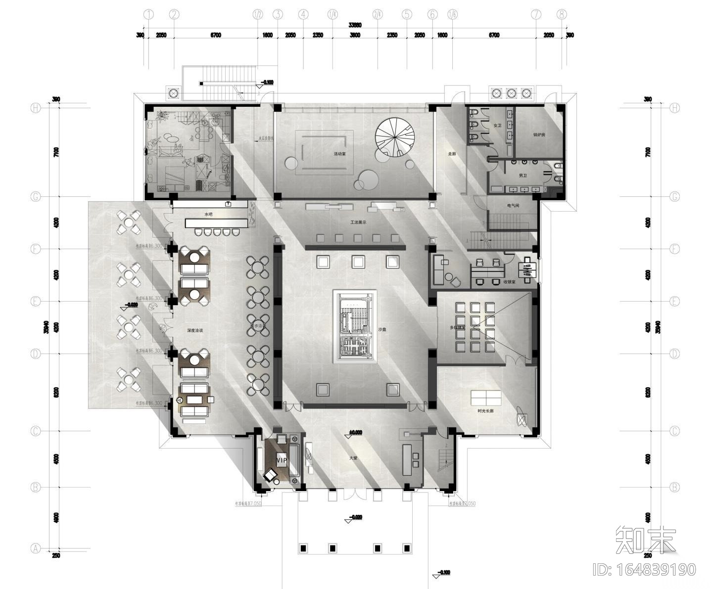 [北京]旭辉七号院售楼处施工图cad施工图下载【ID:164839190】
