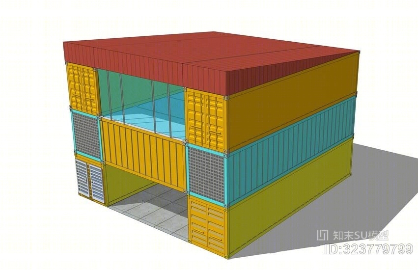 集装箱建筑SU模型下载【ID:323779799】