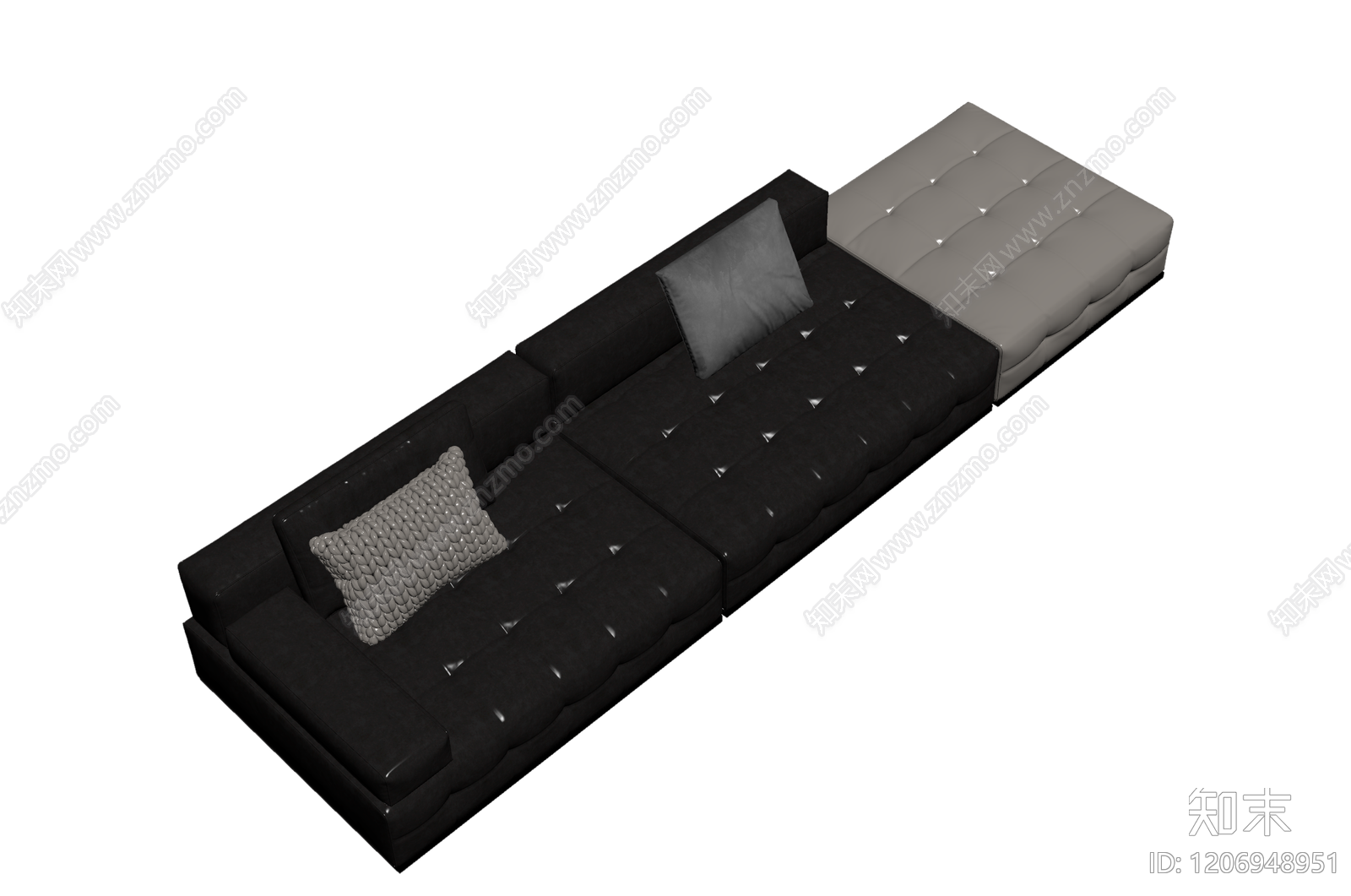 黑白拼色模块沙发3D模型下载【ID:1206948951】