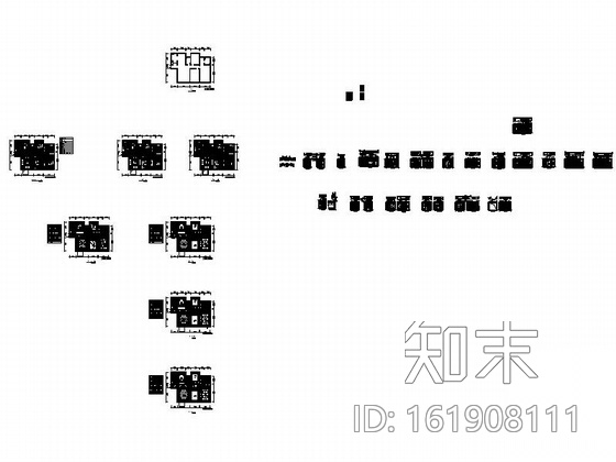 某公馆三居室内装修图cad施工图下载【ID:161908111】