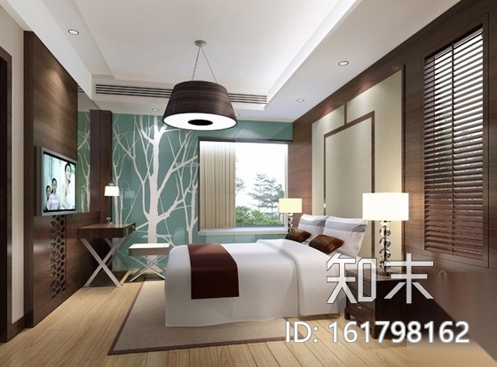 [武汉]主题花园新中式三居室B1样板间装修施工图（含效果...cad施工图下载【ID:161798162】