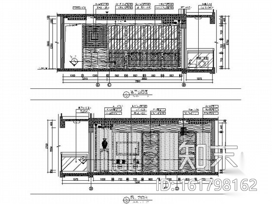 [武汉]主题花园新中式三居室B1样板间装修施工图（含效果...cad施工图下载【ID:161798162】