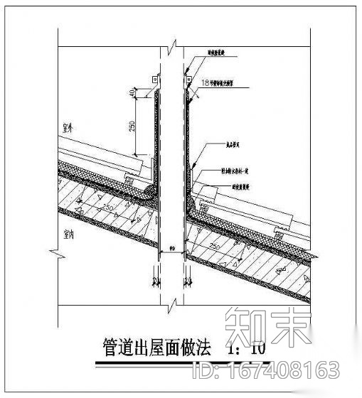 管道出屋面做法详图cad施工图下载【ID:167408163】