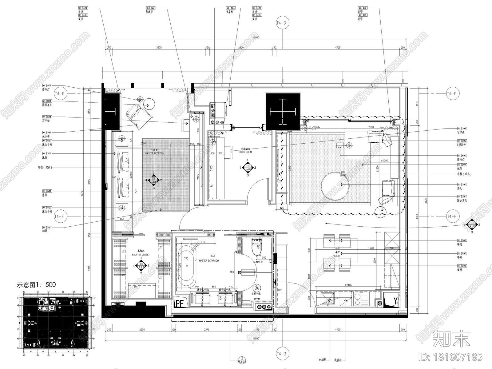 [深圳]华润73㎡现代公寓样板间装修​施工图施工图下载【ID:181607185】