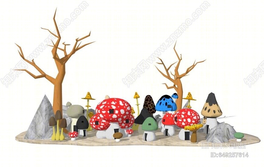 儿童蘑菇SU模型下载【ID:649257614】