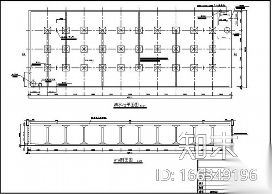 缙云县某供水工程清水池设计图cad施工图下载【ID:166349196】