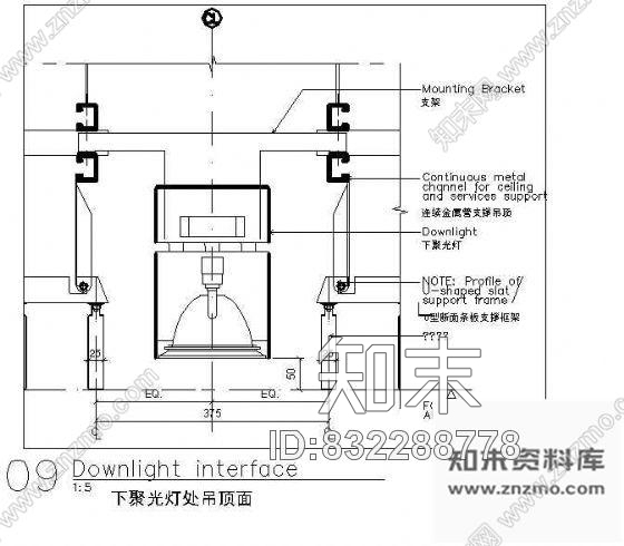 图块/节点下聚光灯处吊顶面cad施工图下载【ID:832288778】