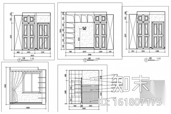 美式乡村田园风格三居室装修图（含效果）cad施工图下载【ID:161807175】