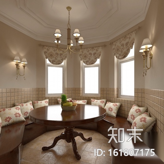 美式乡村田园风格三居室装修图（含效果）cad施工图下载【ID:161807175】
