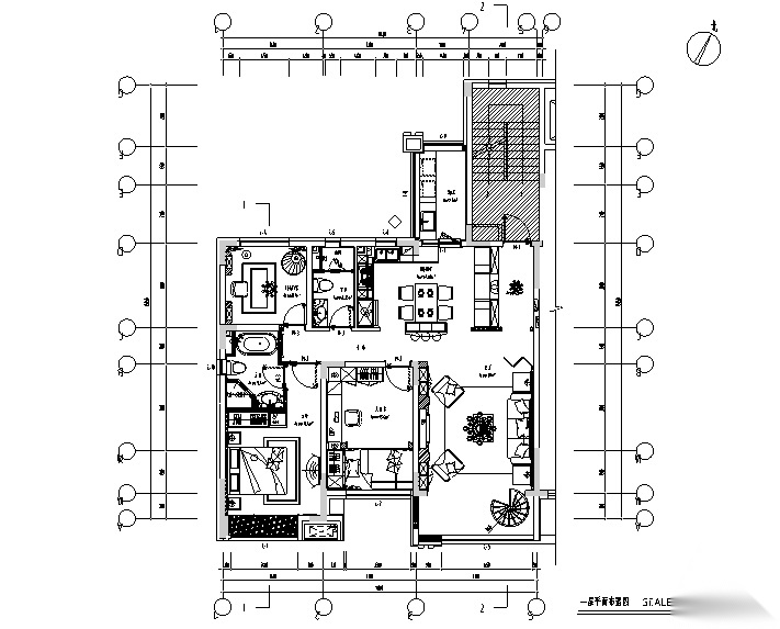 以海风诠释浪漫|美式浪漫住宅设计施工图（附效果图）cad施工图下载【ID:160140111】