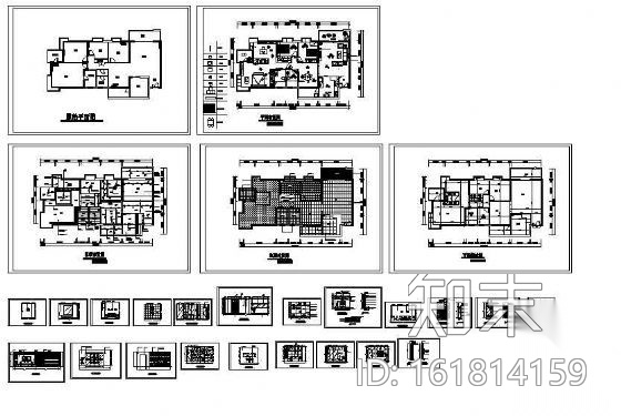 三居室家装设计施工图cad施工图下载【ID:161814159】
