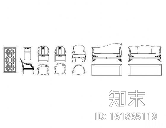 中式椅子图块cad施工图下载【ID:161865119】