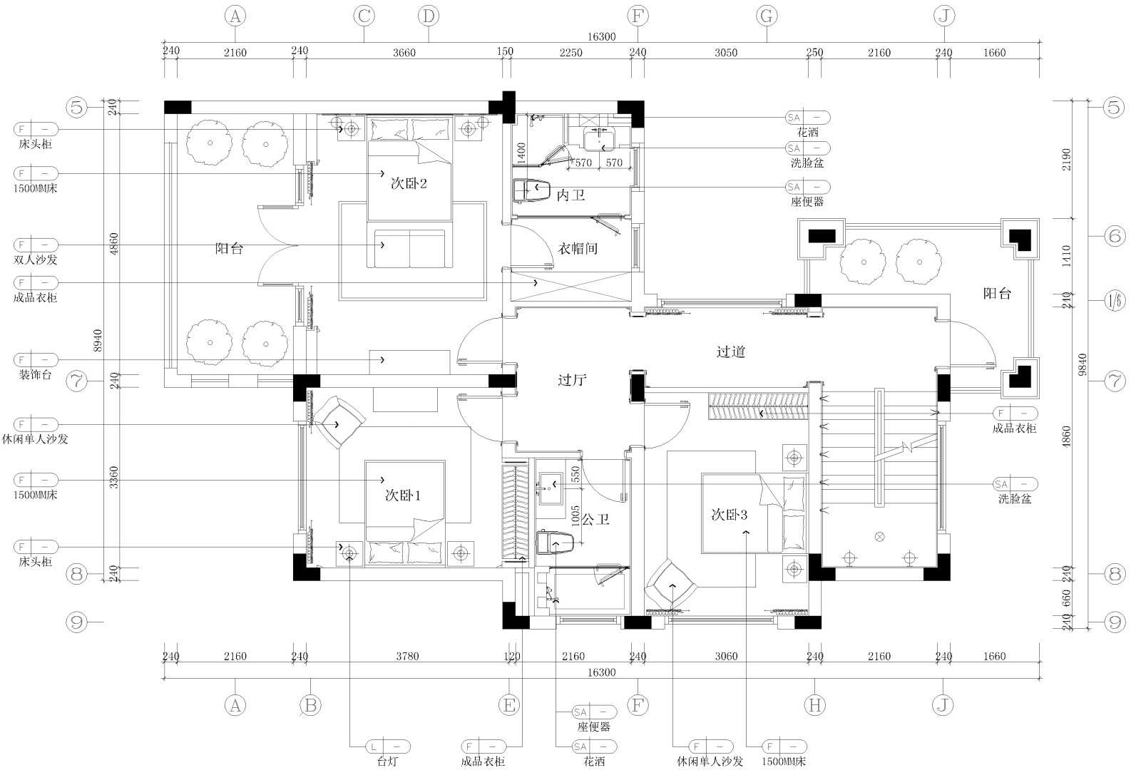 [上海]欧式风格三层双拼别墅施工图设计（附3D模型+效果...cad施工图下载【ID:160494171】