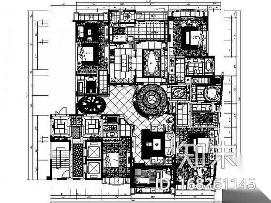 400㎡欧式新古典豪华大户四居室样板房施工图（含实景）cad施工图下载【ID:168261145】