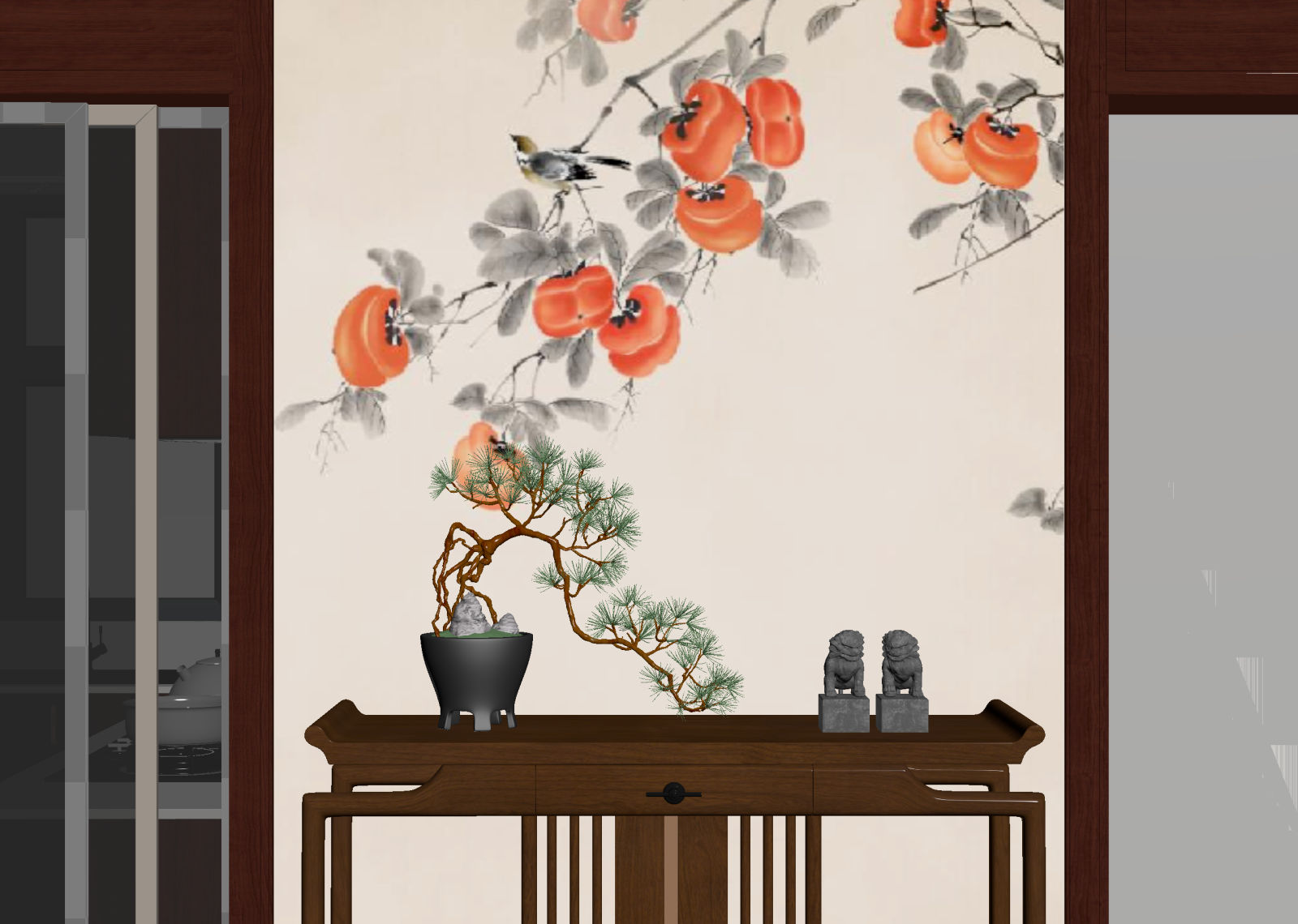 新中式玄关3D模型下载【ID:1215000602】