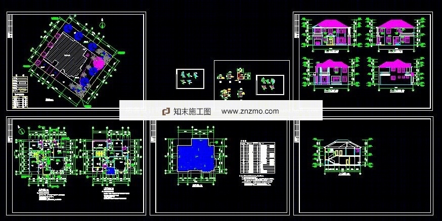 一套极详细别墅建筑施工图-带柱基础cad施工图下载【ID:36951063】