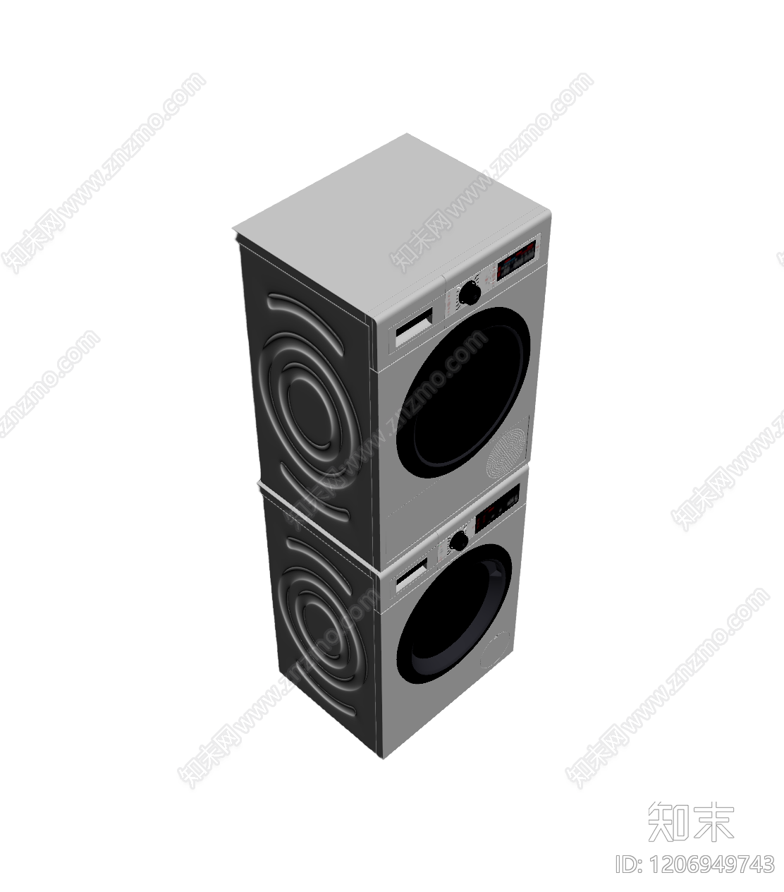 叠放式洗衣机组合3D模型下载【ID:1206949743】