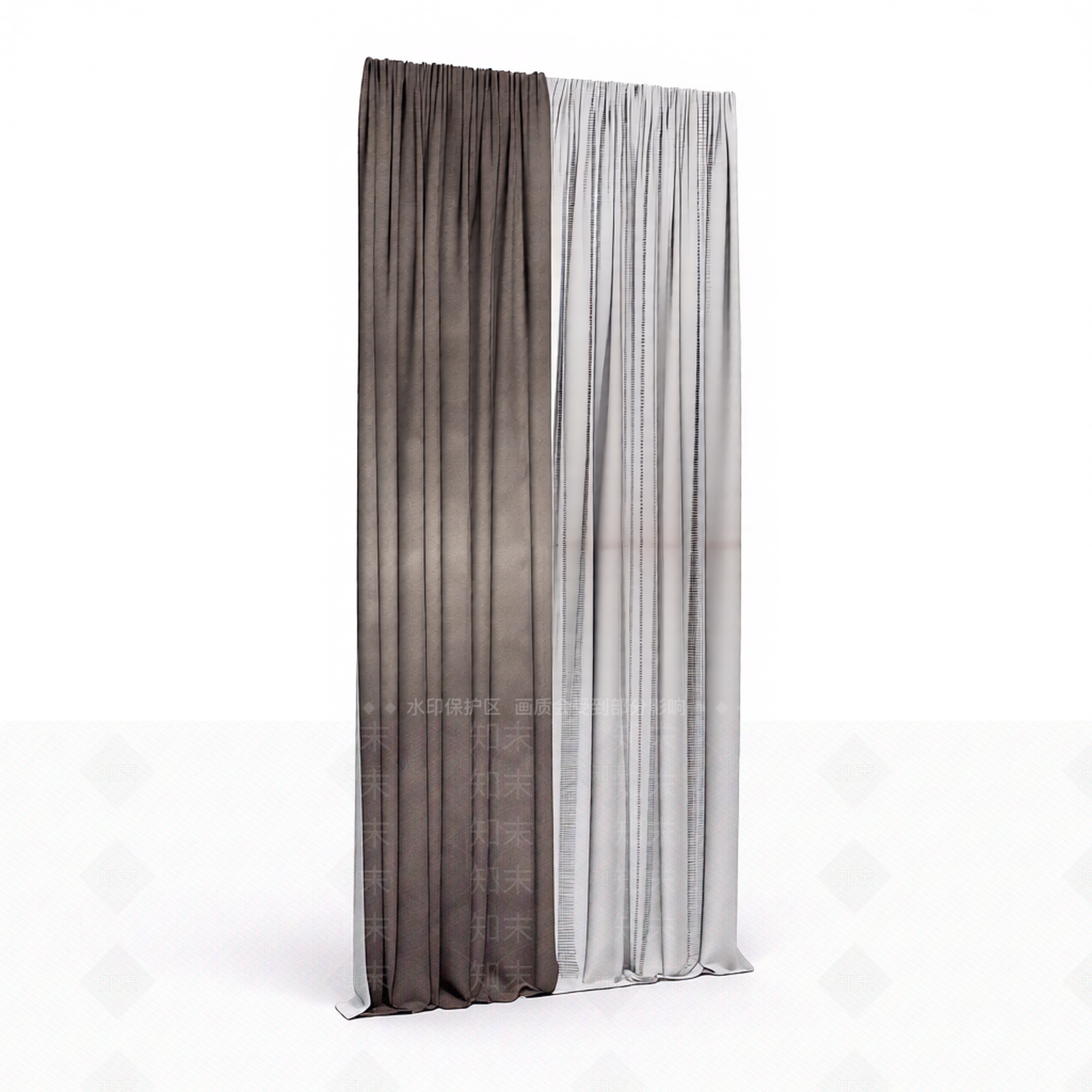 双色窗帘组合3D模型下载【ID:1206187361】